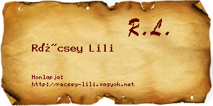 Récsey Lili névjegykártya